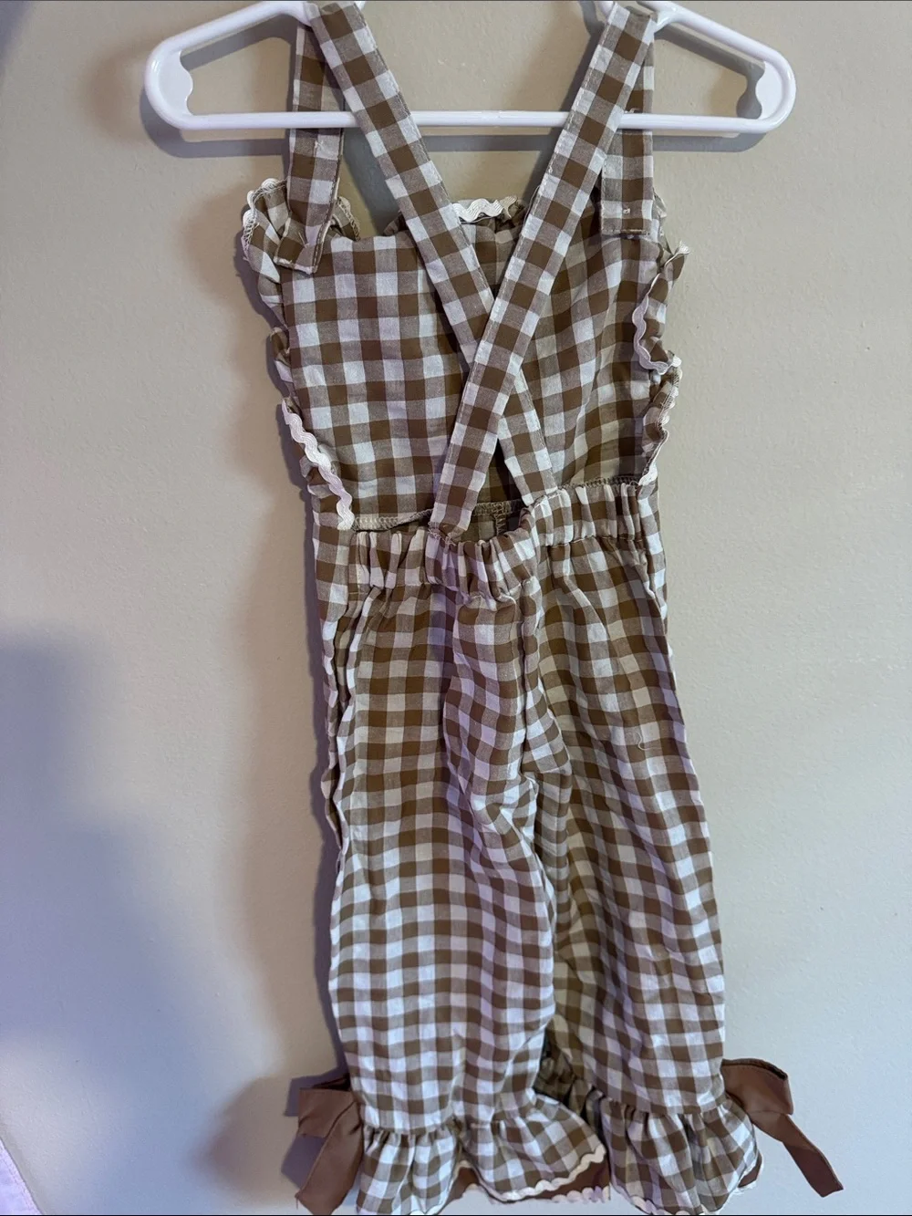 Brown Gingham Turkey Toddler Overalls
